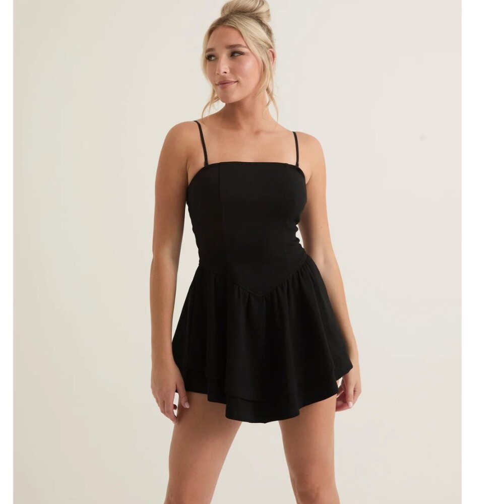 Alana Eve Riley Double-Tiered Flounced Dropped Waist Mini Dress Strapless sz XL
